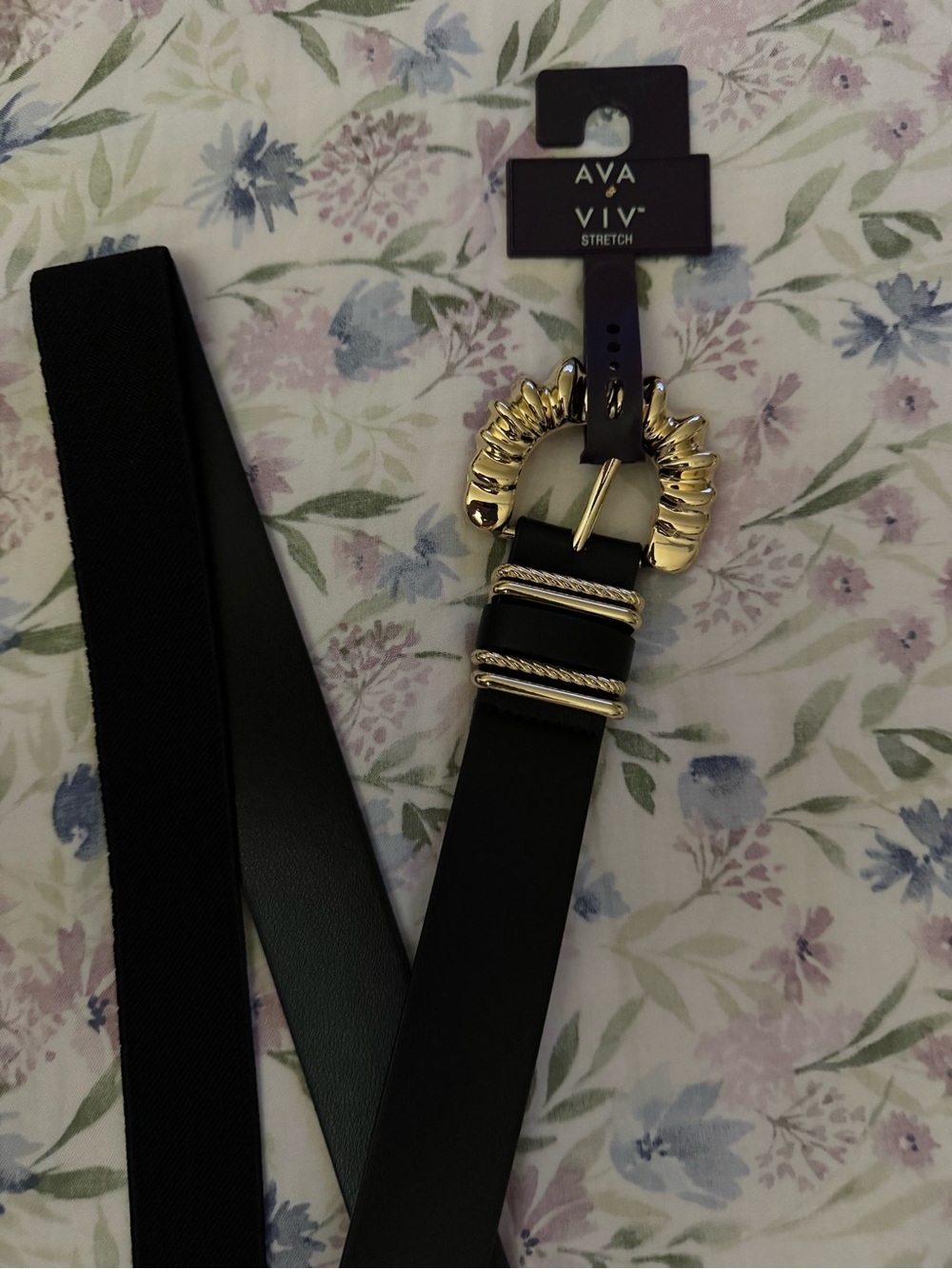 NWT Ava & Viv Black Belt with Gold Decorative Buckle W/Loop Plus Size 3X - Picture 11 of 11